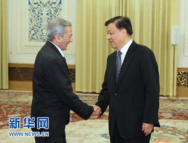 6月21日，中共中央政治局常委、中央書記處書記劉云山在北京會(huì)見古共中央書記處書記、國(guó)際關(guān)系部部長(zhǎng)巴拉格爾率領(lǐng)的古巴共產(chǎn)黨代表團(tuán)。新華社記者馬占成攝