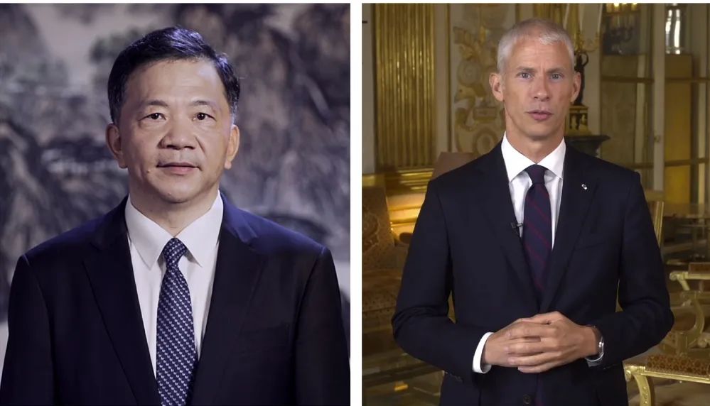 中宣部副部長,中央廣播電視總臺臺長、 總編輯慎海雄與法國文化部部長弗蘭克·里斯特 共同宣布項目啟動