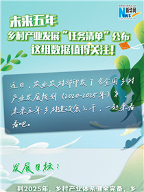 未來五年鄉(xiāng)村產(chǎn)業(yè)發(fā)展&ldquo;任務清單&rdquo;公布 這組數(shù)據(jù)值得關注！