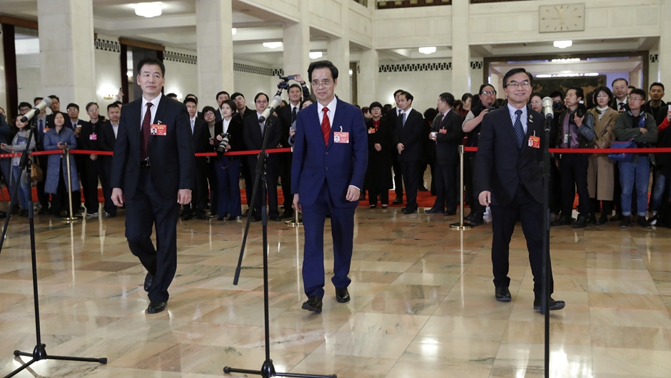 全國政協委員在&ldquo;委員通道&rdquo;接受采訪