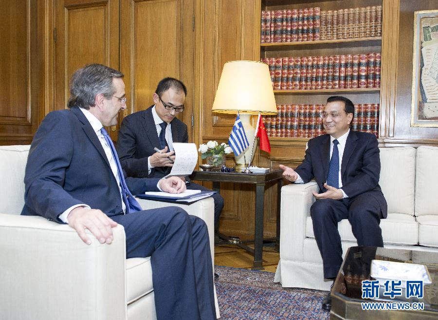 6月19日,國務院總理李克強在雅典同希臘總理薩馬拉斯舉行會談。新華社記者 王曄 攝 6月19日,國務院總理李克強在雅典同希臘總理薩馬拉斯舉行會談。新華社記者 王曄 攝