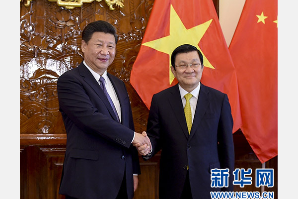 11月6日，中共中央總書記、國家主席習近平在河內同越南國家主席張晉創舉行會談。 新華社記者李學仁攝