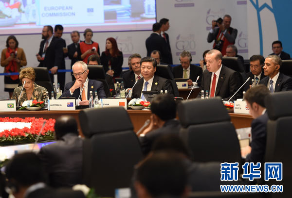 11月15日，國家主席習近平在土耳其安塔利亞出席二十國集團領導人第十次峰會第一階段會議。 新華社記者李學仁攝 