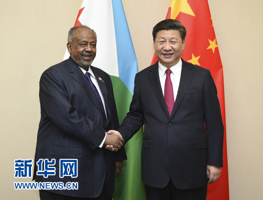 12月3日，國家主席習近平在約翰內斯堡會見吉布提總統蓋萊。新華社記者 謝環馳 攝 

