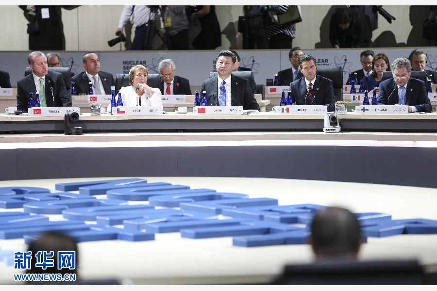 4月1日，第四屆核安全峰會在美國首都華盛頓舉行。國家主席習近平出席并發表題為《加強國際核安全體系，推進全球核安全治理》的重要講話。新華社記者蘭紅光攝